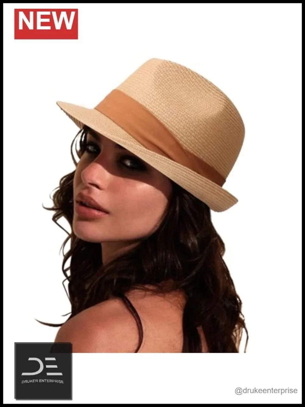Women Straw Sun Hat Short Brim Panama Fedora Roll Up UPF 50+